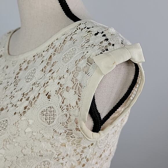 Nanette Lepore Crocheted Lace Sheath Midi Dress in Ivory Cream Size 0 - Picture 4 of 16